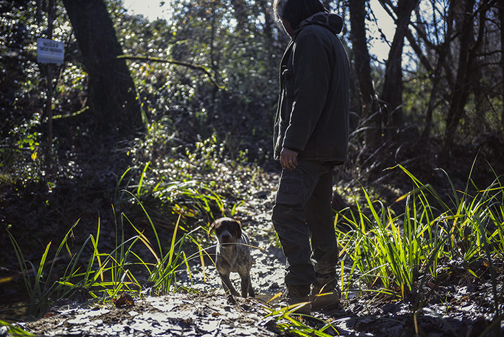 Jurij Marchetti, marito di Stefania, in mezzo a una tartufaia