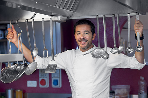 Davide Palluda nel suo ristorante stellato All'Enoteca