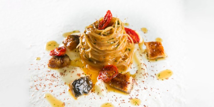 Capellini Aglio Olio Peperoncino e Anguilla Affumicata_Francesco Apreda