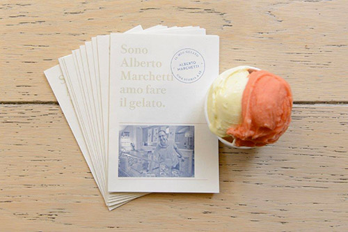 Brochure di Alberto Marchetti con coppetta due gusti