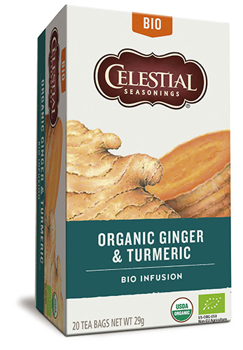 Confezione dell’Infuso Bio Zenzero e Curcuma Celestial Seasonings