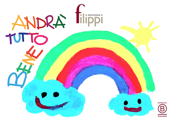 Cartolina Andrà tutto bene della Pasticceria Filippi